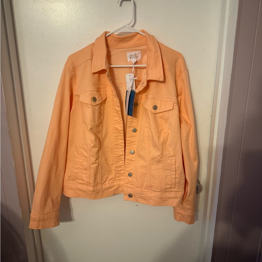Market & Spruce Orange Jean Jacket Classic Style